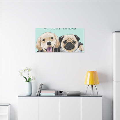 Cute Pug & Puppy Matte Stretched Print