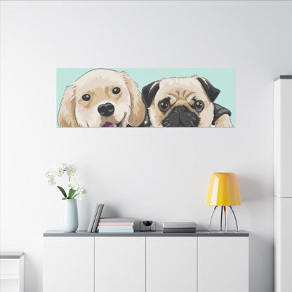 Cute Pug & Puppy Matte Stretched Print