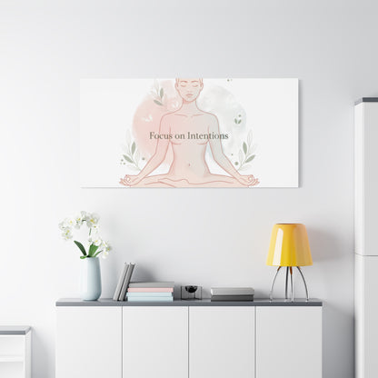 Focus on Intentions Canvas | Gentle Wellness Wall Art, Pastel Gradient Meditation Print