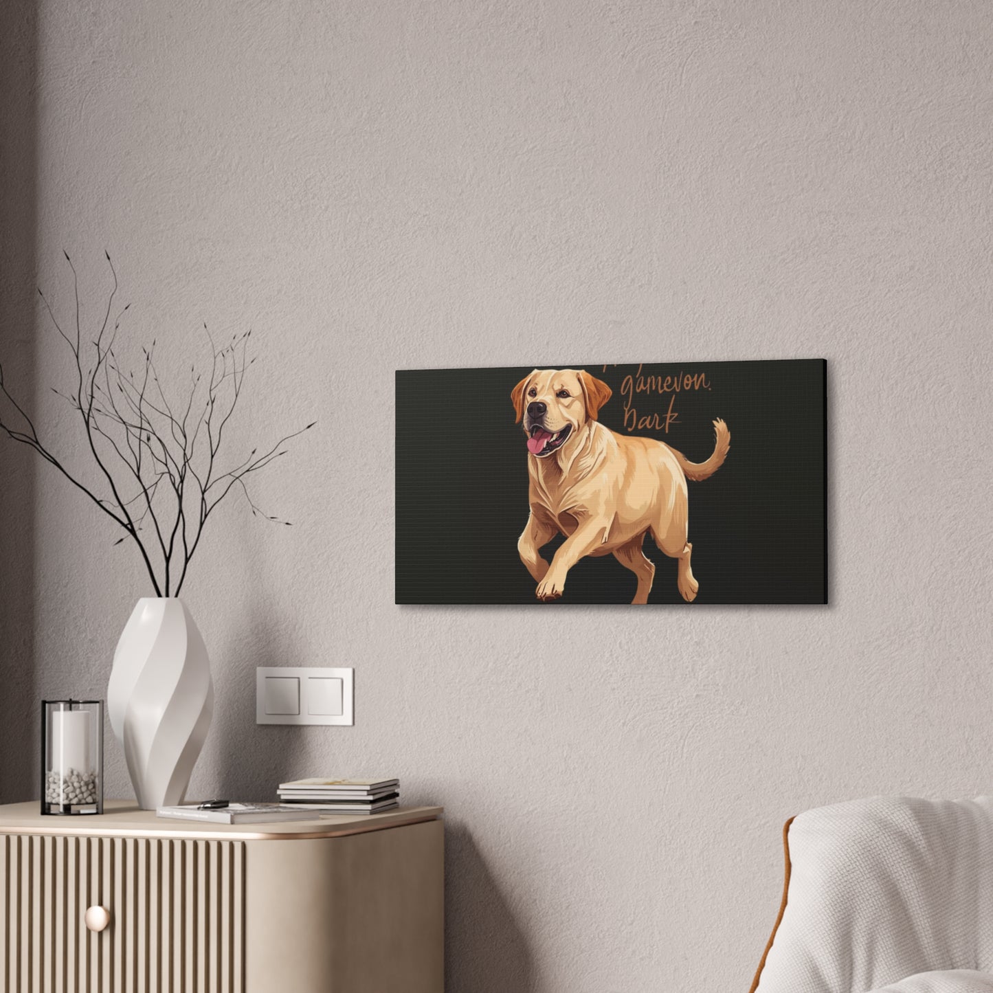Happy Gamelon Bark Dog Canvas Wall Art | Eco-Limited