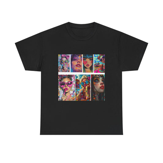 Animated Band Collage Street Art Graphic T-Shirt | Eco-Limited