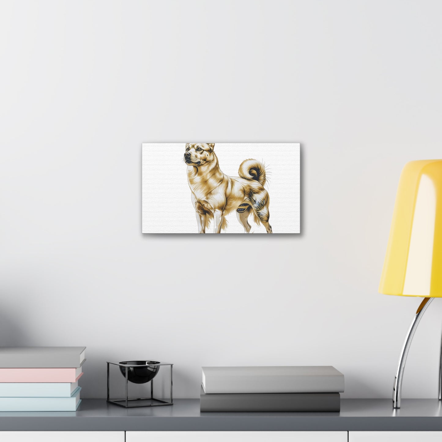 Korean Jindo Dog Illustration Canvas Wall Art | Eco - Limited
