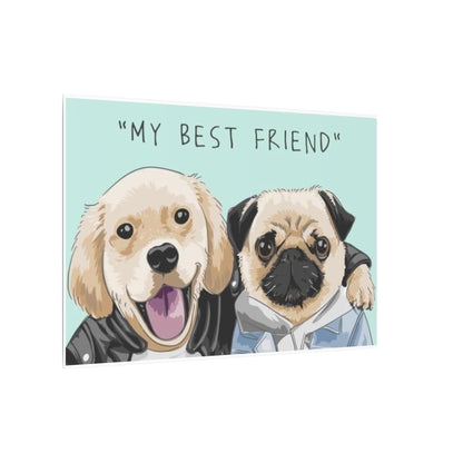 Cute Pug & Puppy Matte Stretched Print