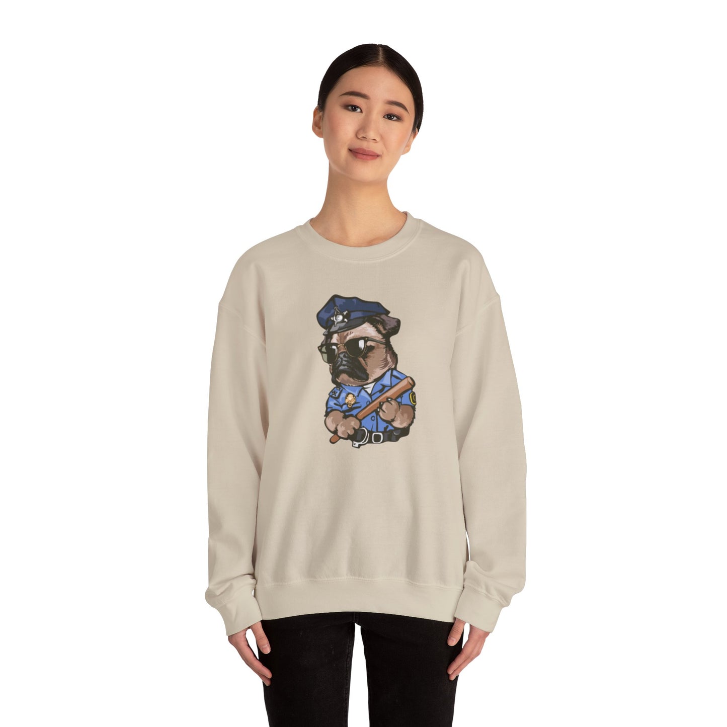 Police Pug Graphic Crewneck Sweatshirt|Eco-Friendly - Limited