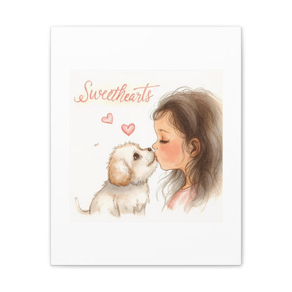 Sweethearts – Child &amp; Puppy Love Canvas | Eco-Limited