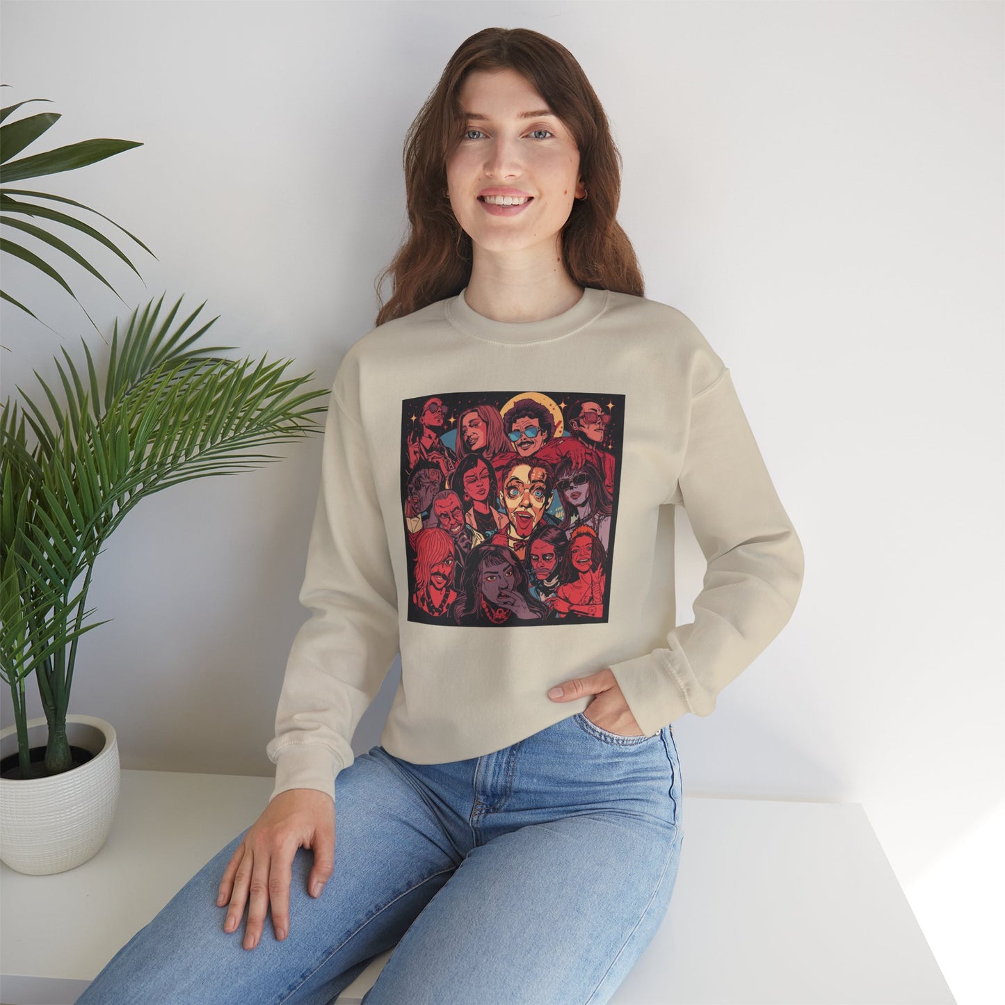 Rock Band Faces Art Sweater | Eco-Limited