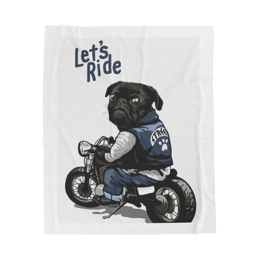 Biker Dog Illustration Blanket | Eco-Limited