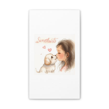 Sweethearts – Child &amp; Puppy Love Canvas | Eco-Limited