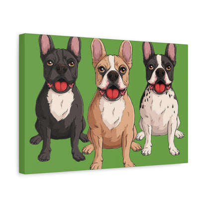 French Bulldog Trio Canvas Wall Art|Eco-Friendly - Limited