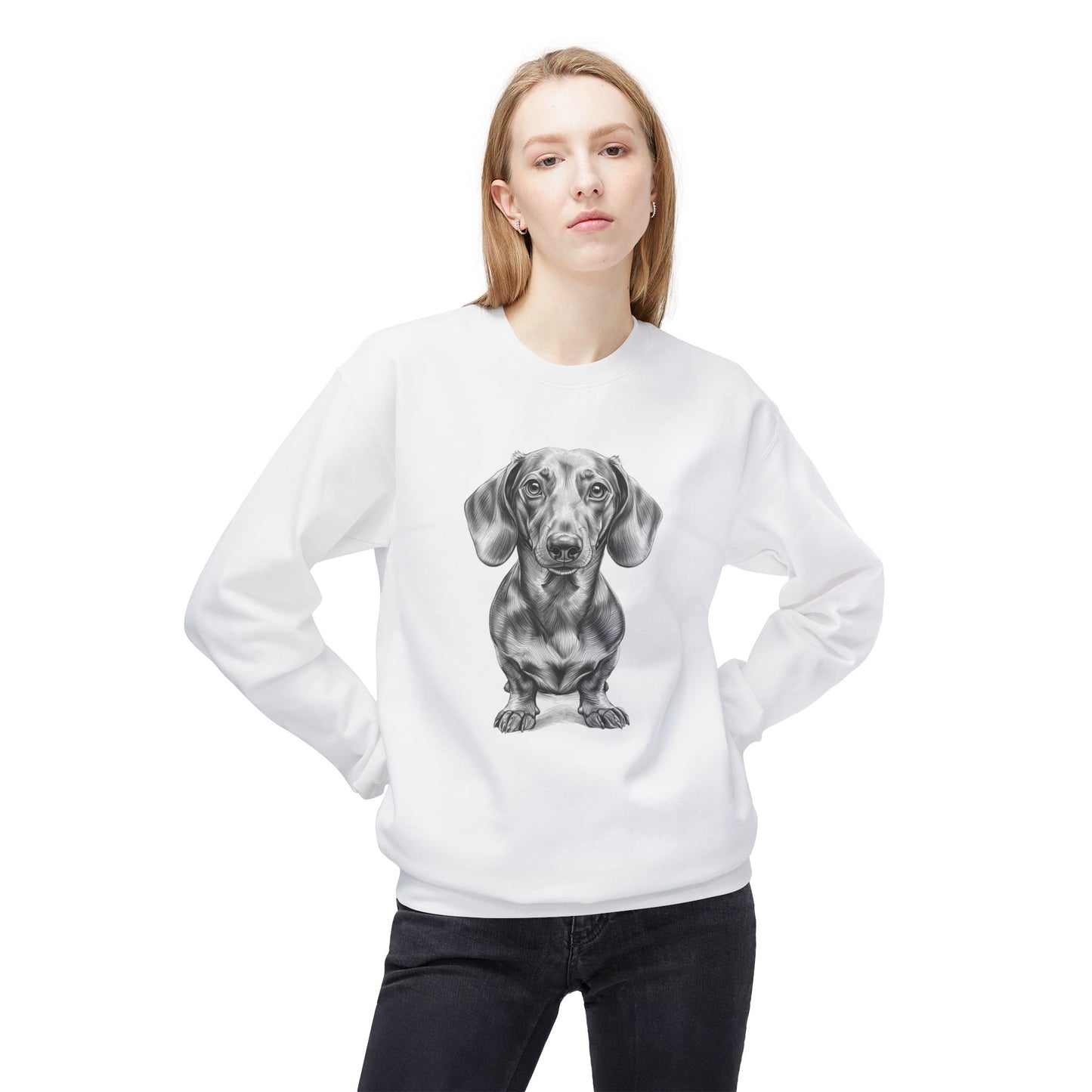 Dachshund Sketch Minimal Art Sweatshirt | Eco-Limited