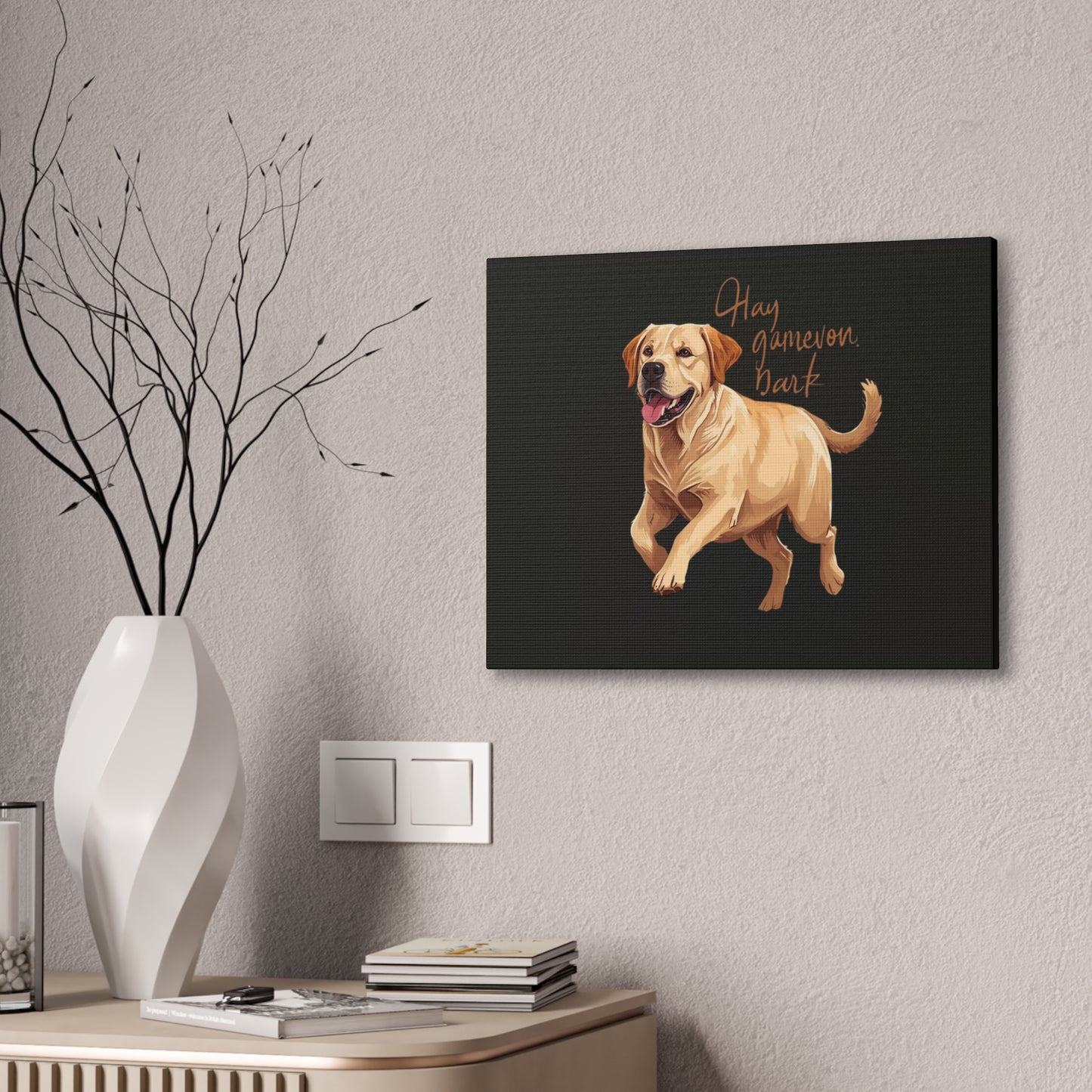 Happy Gamelon Bark Dog Canvas Wall Art | Eco-Limited