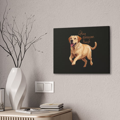 Happy Gamelon Bark Dog Canvas Wall Art | Eco-Limited