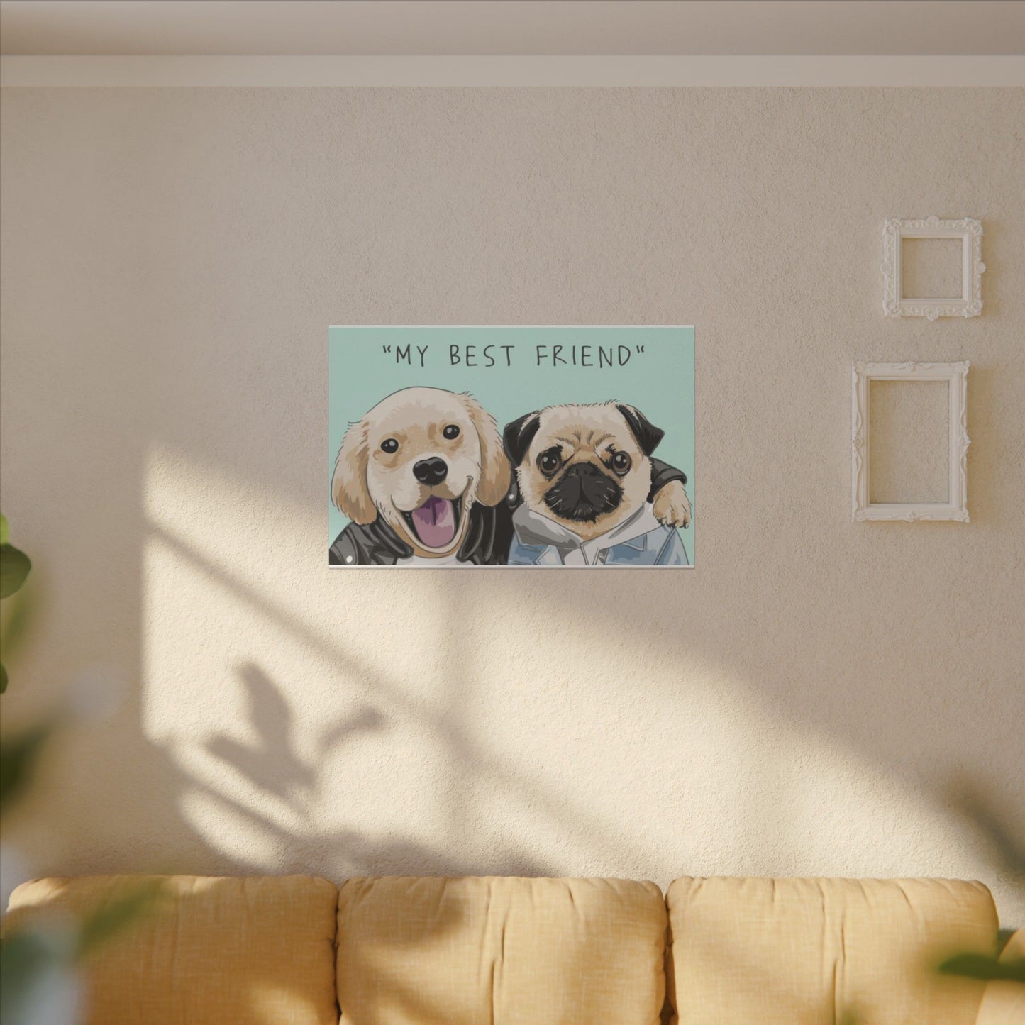 Cute Pug & Puppy Matte Stretched Print