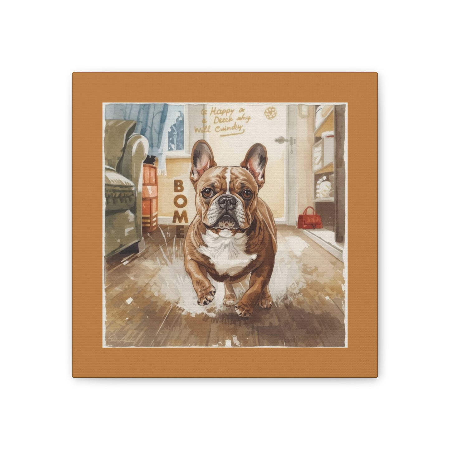 Happy Home Bulldog Canvas Art | Eco-Limited
