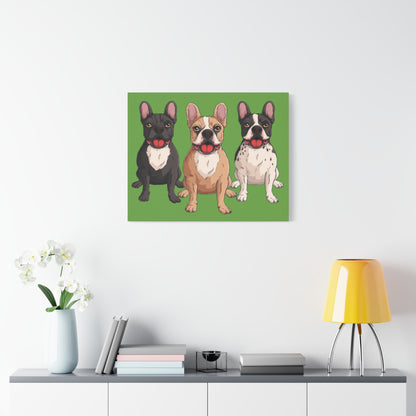 French Bulldog Trio Canvas Wall Art|Eco-Friendly - Limited