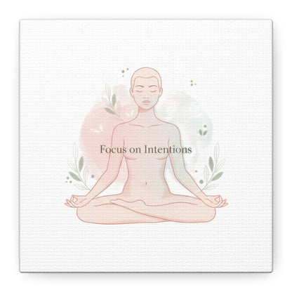 Focus on Intentions Canvas | Gentle Wellness Wall Art, Pastel Gradient Meditation Print
