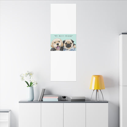 Cute Pug & Puppy Matte Stretched Print