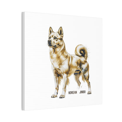 Korean Jindo Dog Illustration Canvas Wall Art | Eco - Limited