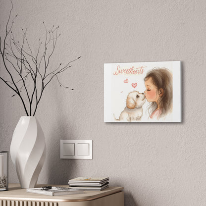 Sweethearts – Child &amp; Puppy Love Canvas | Eco-Limited