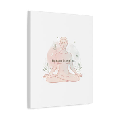 Focus on Intentions Canvas | Gentle Wellness Wall Art, Pastel Gradient Meditation Print