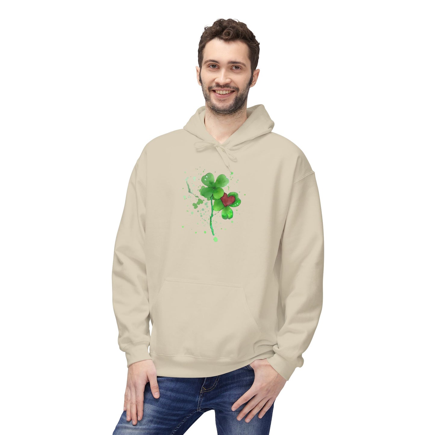 Lucky Heart Clover Watercolor Hoodie | Eco-Limited