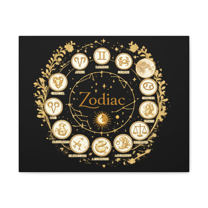 Golden Zodiac Astrology Canvas | Eco-Limited