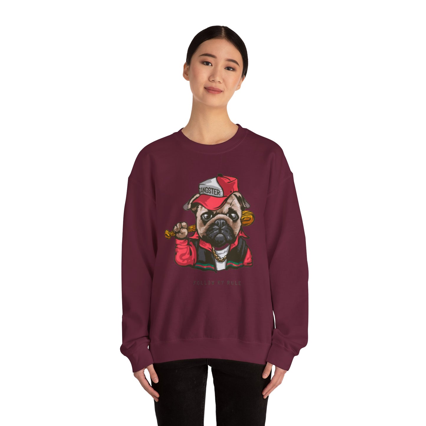 Gangster Pug Graphic Sweater | Eco-Limited