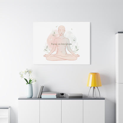Focus on Intentions Canvas | Gentle Wellness Wall Art, Pastel Gradient Meditation Print