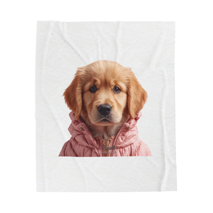 Cute Golden Retriever Puppy Plush Blanket