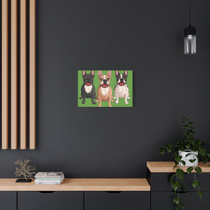 French Bulldog Trio Canvas Wall Art|Eco-Friendly - Limited