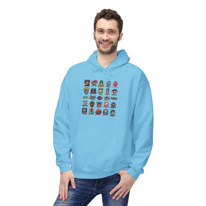Retro Pop Culture Character Grid Hoodie|Eco-Friendly - Limited