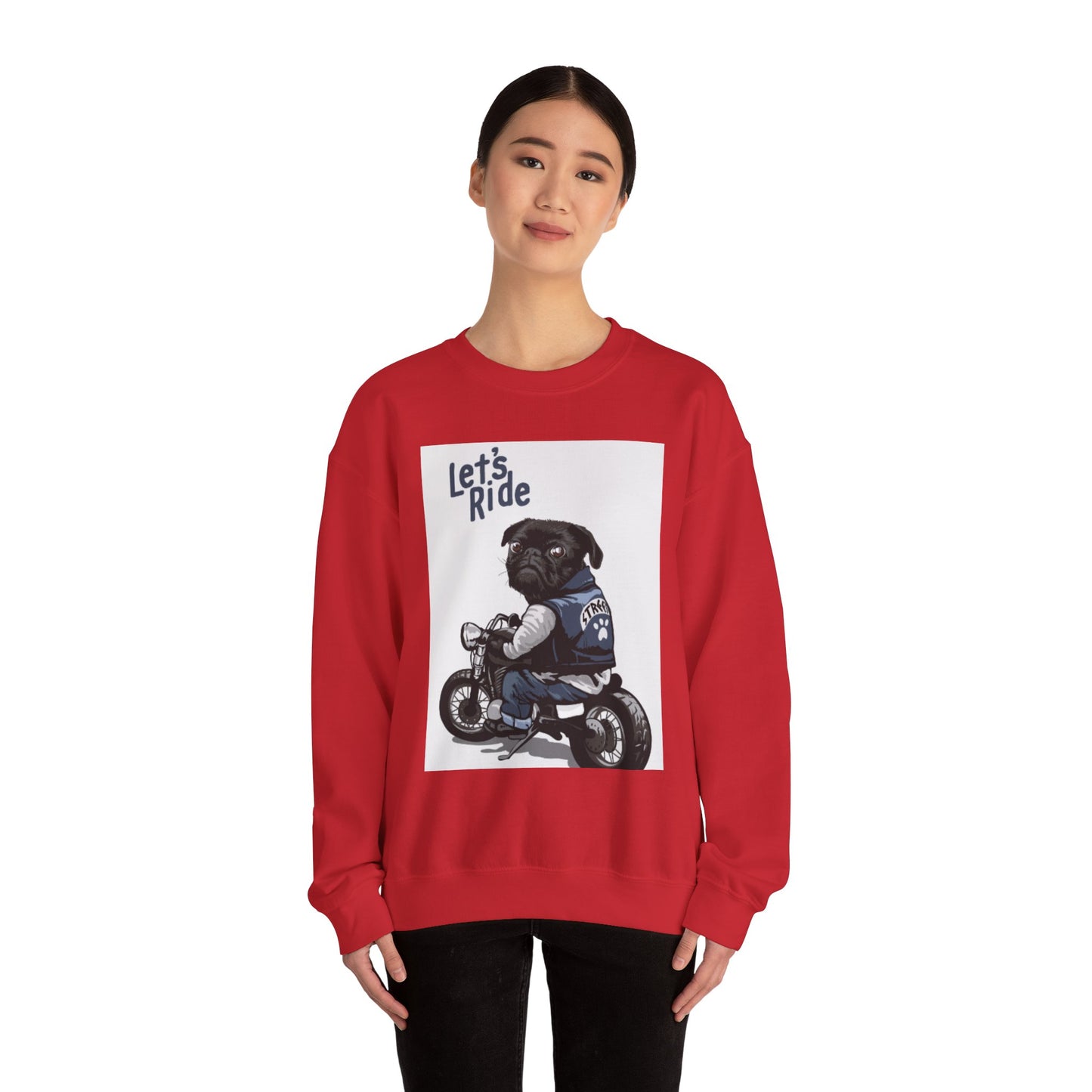 Let’s Ride Biker Pug Graphic Sweatshirt | Eco-Limited