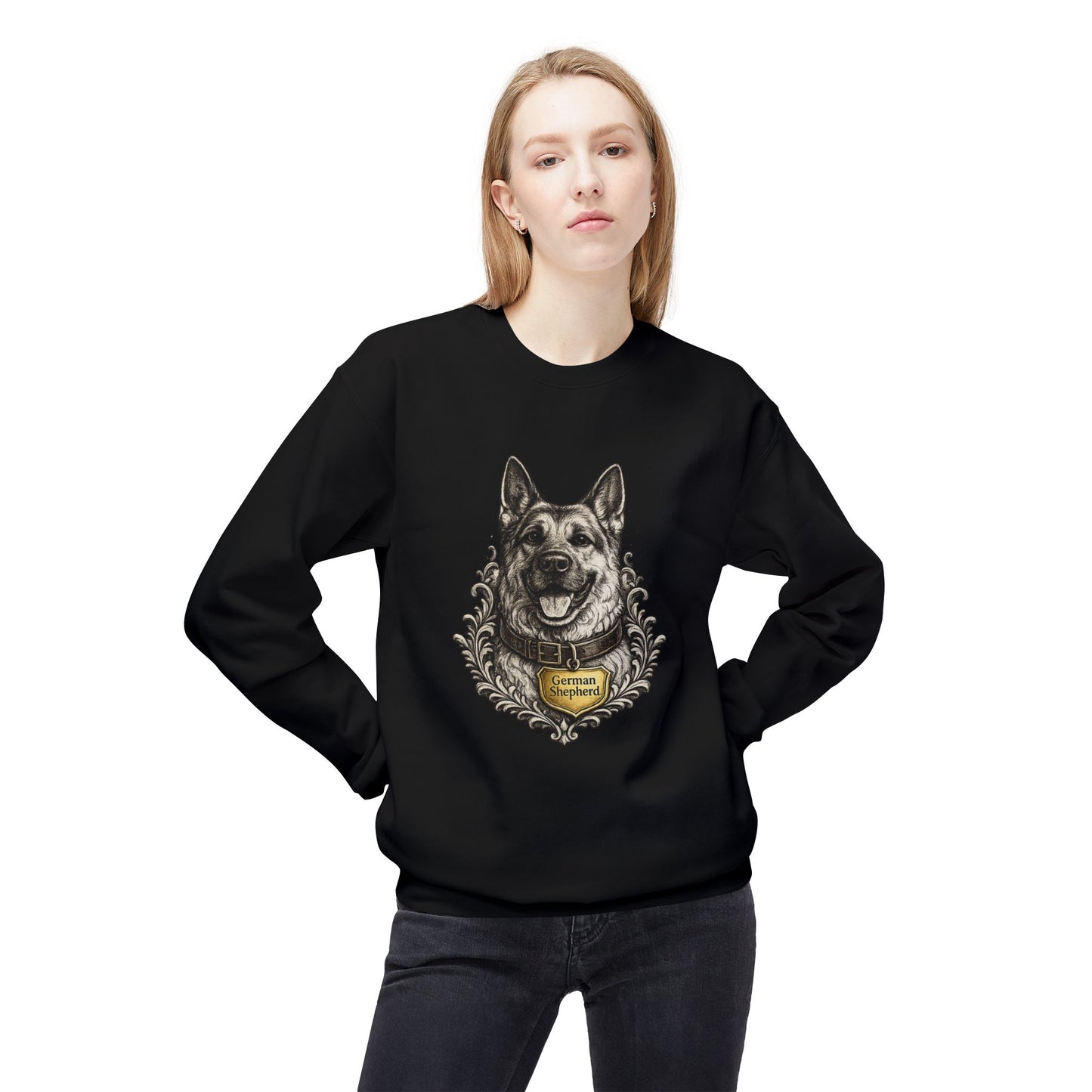 German Shepherd Ink Illustration Sweatshirt | Eco-Limited