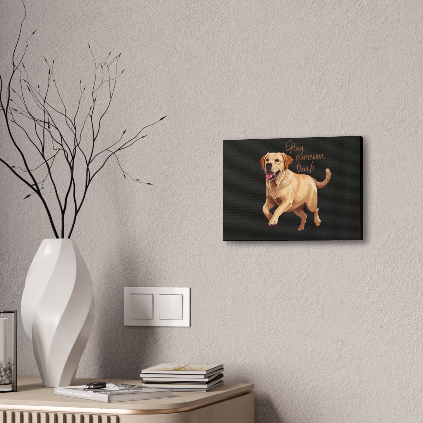 Happy Gamelon Bark Dog Canvas Wall Art | Eco-Limited