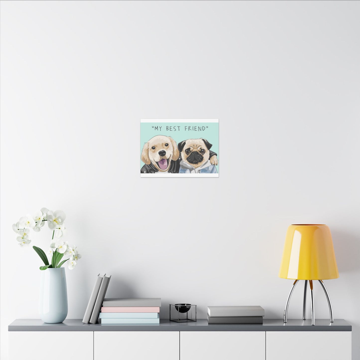 Cute Pug & Puppy Matte Stretched Print