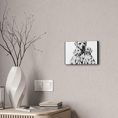 Mother and Puppies Black and White Canvas Wall Art | Eco Limited