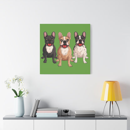French Bulldog Trio Canvas Wall Art|Eco-Friendly - Limited