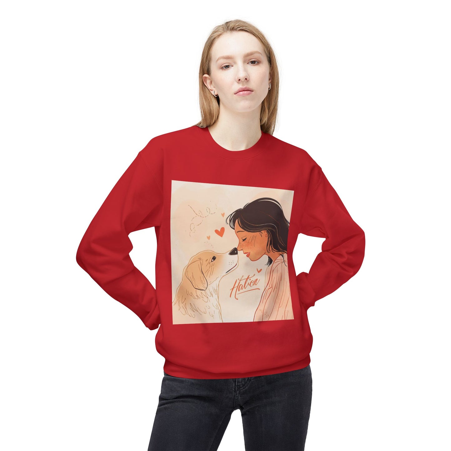 Heartfelt Dog Love Illustration Crewneck | Eco-Friendly - Limited