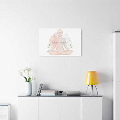 Focus on Intentions Canvas | Gentle Wellness Wall Art, Pastel Gradient Meditation Print