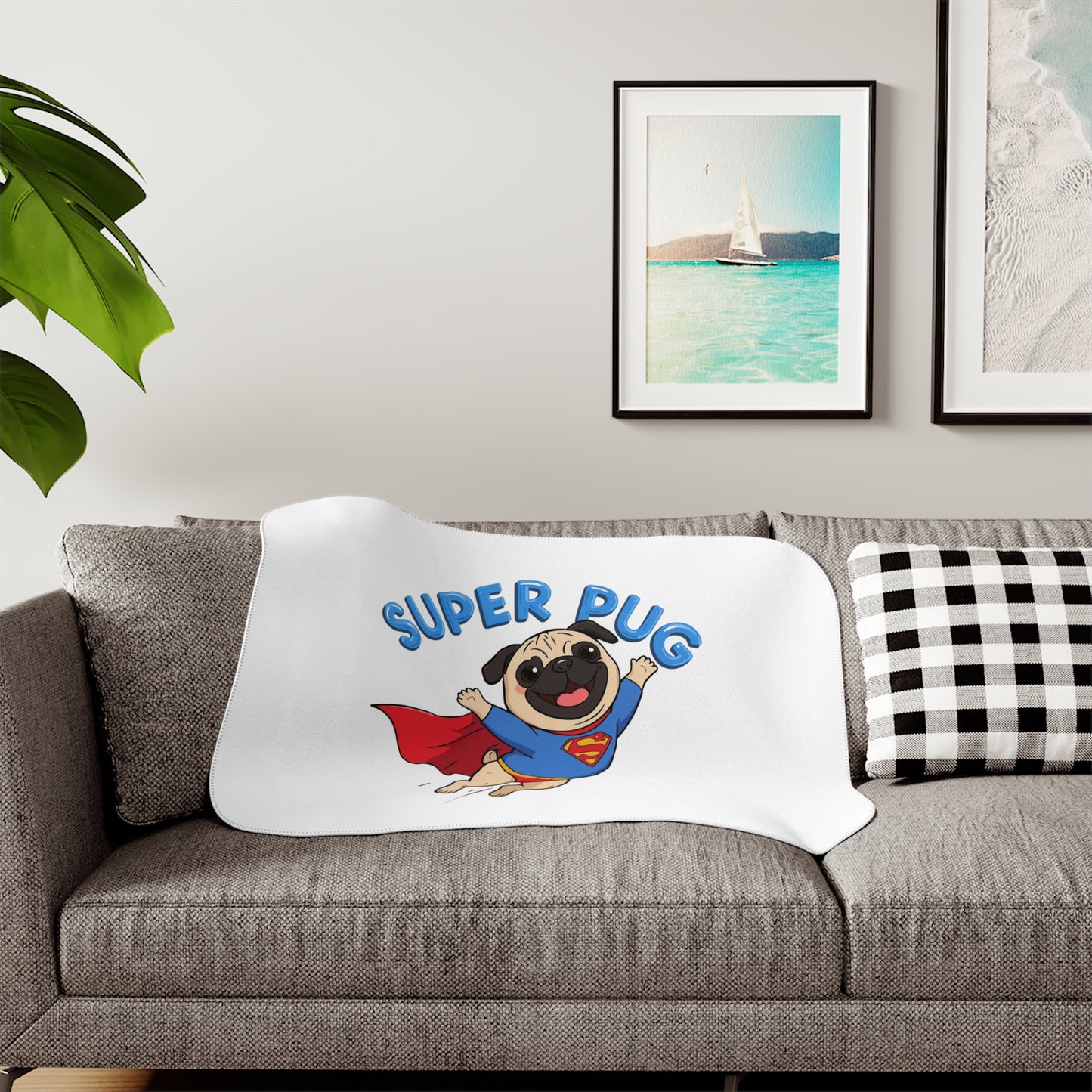 Super Pug Cozy Throw Blanket | Eco-Limited