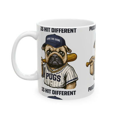 Pugs Hit Different Baseball Ceramic Mug | Eco Limited