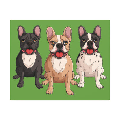 French Bulldog Trio Canvas Wall Art|Eco-Friendly - Limited