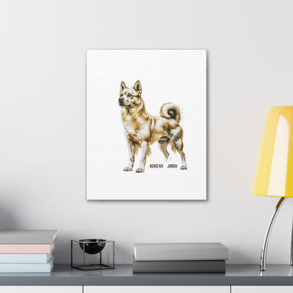 Korean Jindo Dog Illustration Canvas Wall Art | Eco - Limited