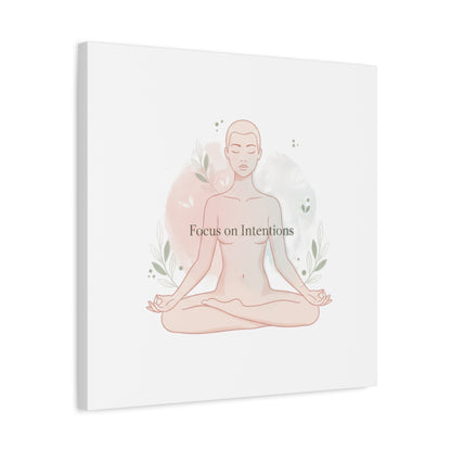 Focus on Intentions Canvas | Gentle Wellness Wall Art, Pastel Gradient Meditation Print