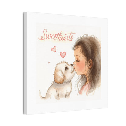 Sweethearts – Child &amp; Puppy Love Canvas | Eco-Limited