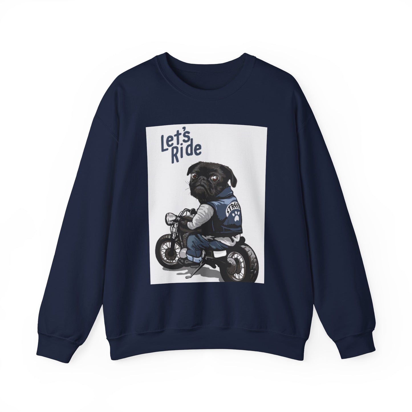 Let’s Ride Biker Pug Graphic Sweatshirt | Eco-Limited