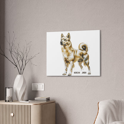 Korean Jindo Dog Illustration Canvas Wall Art | Eco - Limited