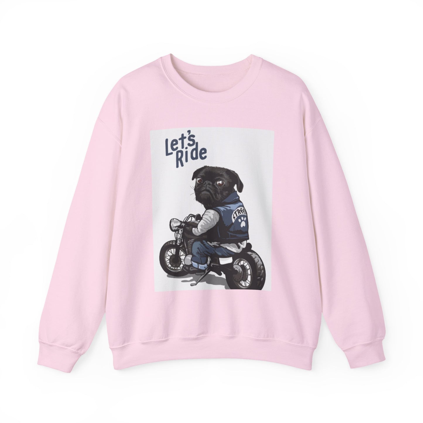 Let’s Ride Biker Pug Graphic Sweatshirt | Eco-Limited