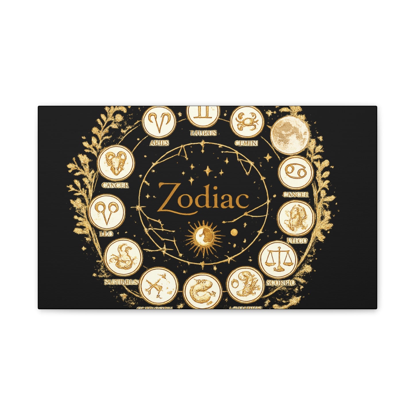 Golden Zodiac Astrology Canvas | Eco-Limited
