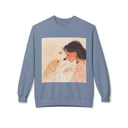 Heartfelt Dog Love Illustration Crewneck | Eco-Friendly - Limited